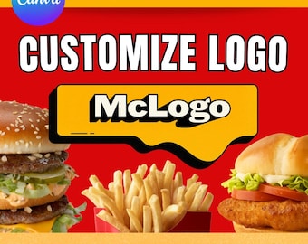 Custom Fast Food Style Logo • Personalized Name • McDonald's • Party Printable • Editable Digital Logo