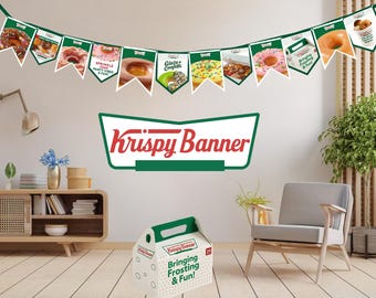 Krispy Kreme Birthday Decorations Printable Banner | Party Decor | Fast Food Theme Instant Download