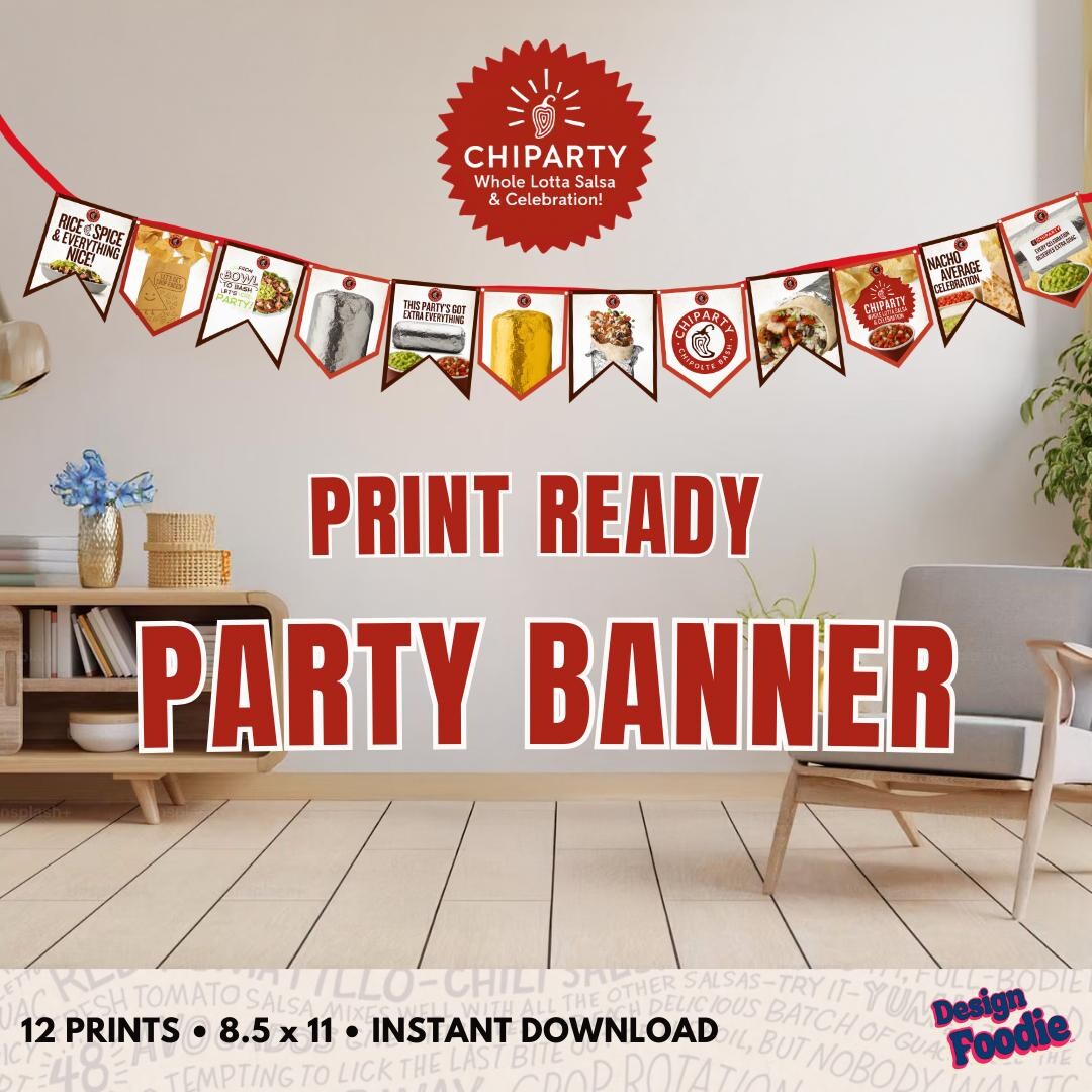 Chipotle Birthday Decorations Printable Banner | Party Decor | Fast ...
