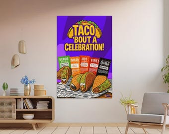 Taco Party Poster: Fast Food Fiesta Wall Art (Digital Download, 24x36" Printable PDF