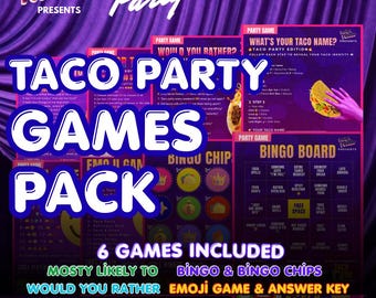 Taco Party Games Bundle, Fiesta Activities (Instant Download)