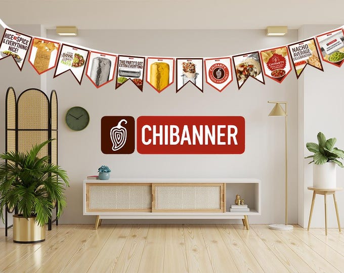 Featured listing image: CHIPOTLE Party Banner • Fast Food Theme Decor • Digital Party Printable