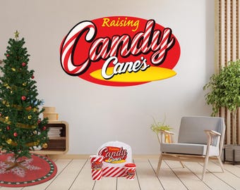 Raising Candy Canes Logo • Christmas Printable Logo • Fast-Food Style Holiday Graphic • Elf on the Shelf