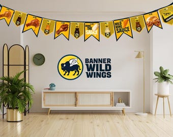 BUFFALO WILD WINGS Birthday Decorations Printable Banner | Party Decor | Fast Food Theme Instant Download