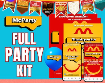 McDonald's Style Fast Food Party Kit – Banner + Poster Set (Instant Download)