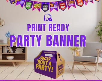 Taco Bell Birthday Decorations Printable Banner | Party Decor | Fast Food Theme Instant Download