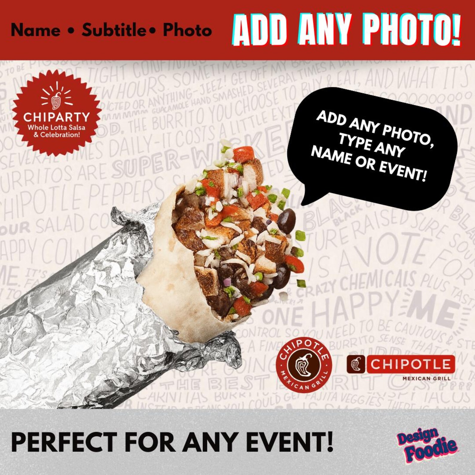 Chipotle Style Party Logo | Editable Canva Template (digital Download ...