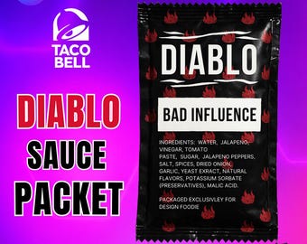 Editable DIABLO Sauce Packet Canva Template – Taco Party Funny Party Add-On - Instant Download