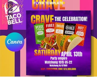 Taco Bell Party Invitation: Editable Canva Flyer (Digital Download)