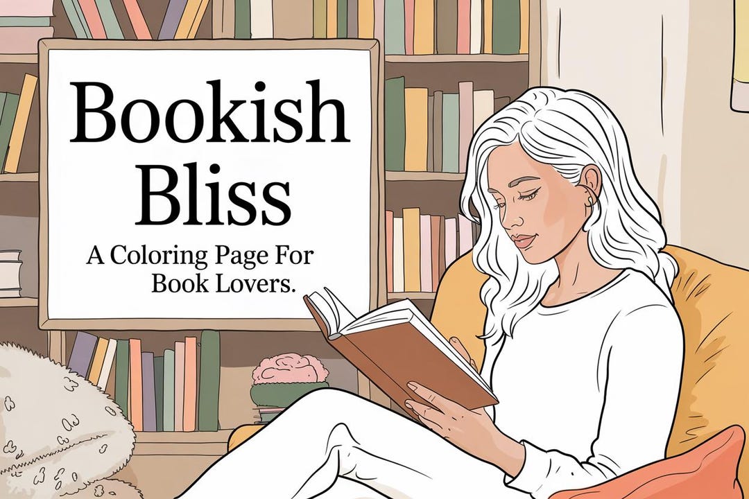 Printable Coloring Page for Book Lovers – Cozy Reading Design for ...
