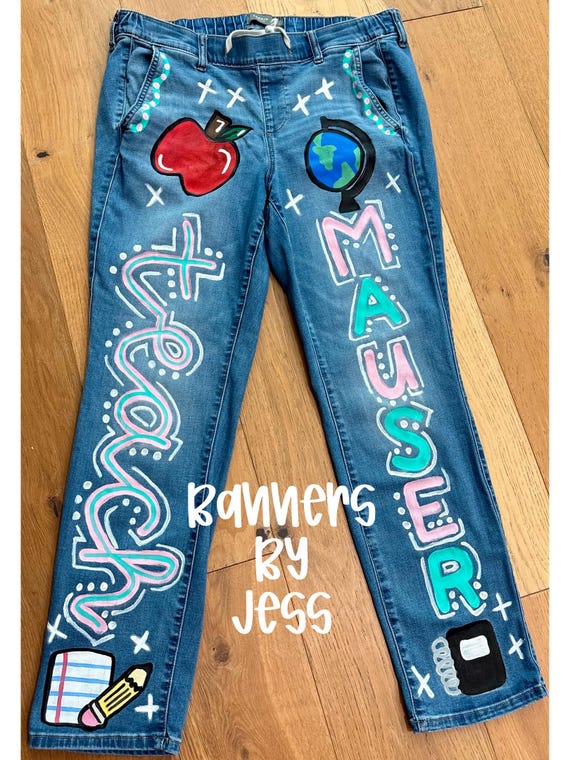 Handpainted Teacher Jeans