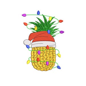 Lighting Pineapple Christmas Embroidery Design, Pineapple Xmas Embroidery Design, Christmas Pineapple Machine Embroidery Design
