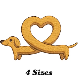 Funny Heart Shaped Dachshund Dog Embroidery Design, Dachshund Dog Machine Embroidery Design for Men, Women, and Girls