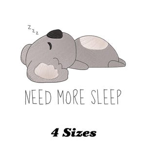 Need More Sleep Koala Embroidery Design, Koala Machine Embroidery Design, Koala Embroidery Design For Men, Women, Girls