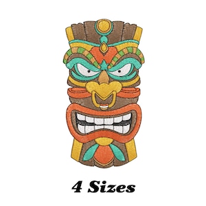 Colourful Tiki Embroidery Design, Funny Tiki Mask Machine Embroidery Design, Tiki Embroidery Design For Men, Women, Girls