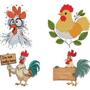 4 Beautiful Rooster Embroidery Designs, Rooster Machine Embroidery Designs, Rooster Embroidery Designs for Men, Women, Girls