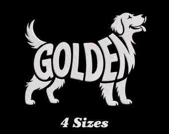 Diseño de bordado de golden retriever, diseño de bordado a máquina de golden retriever, diseño de bordado de golden retriever para hombres, mujeres y niñas