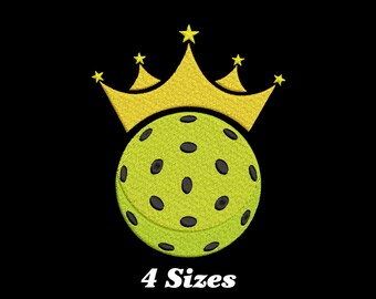Pickleball With Crown Embroidery Design, Pickleball Machine Embroidery Design for Men, Women, and Girls