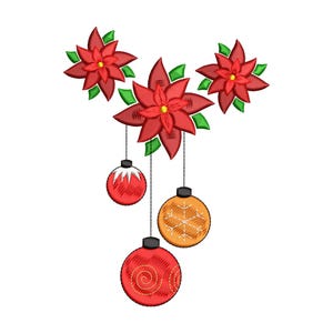 Design de bordado de bolas de Natal, Design de bordado de bolas de Natal, Design de bordado à máquina de bolas de Natal, Download instantâneo