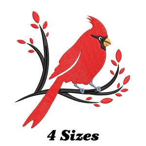 Cardinal Bird Embroidery Design, Cardinal Machine Embroidery Design, Floral Cardinal Embroidery Design For Men, Women, Girls