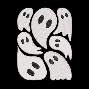 Diseño de bordado de fantasmas de Halloween, diseño de bordado a máquina de fantasmas de Halloween, 4 tamaños, descarga instantánea