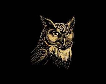 Elegant Owl Embroidery Design, Cute Owl Head Machine Embroidery Design, 4 Sizes, Instant Download File