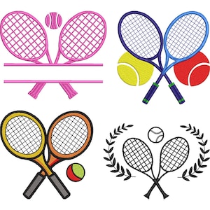 4 Tennis Embroidery Design, Tennis Split Name Frame Machine Embroidery Design, Tennis Embroidery Design For Men, Women, Girls