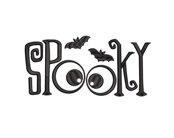 Spooky Halloween Embroidery Design, Halloween Spooky Machine Embroidery Design, 4 sizes, Instant Download