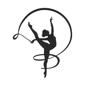 Gymnast Girl With Ribbon Embroidery Design, Gymnast Girl Machine Embroidery Design, Gymnast Girl Embroidery Design For Men, Women, Girls