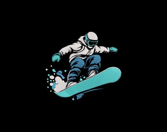 Snowboarder Embroidery Design, Snowboarder Machine Embroidery Design, 4 Sizes, Instant Download File