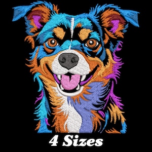 Colorful Dog Embroidery Design, Dog Machine Embroidery Design for Men, Women, and Girls