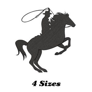 Cowboy Silhouette With Lasso on Horse Embroidery Design, Cowboy Machine Embroidery Design, Cowboy Embroidery Design For Men, Women, Girls