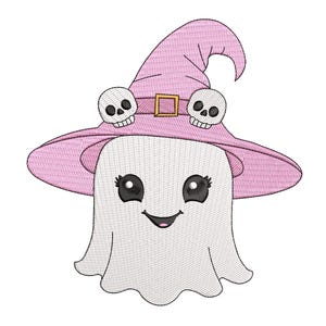 Lindo diseño de bordado de fantasma de Halloween, diseño de bordado a máquina de fantasma de Halloween, 4 tamaños, descarga instantánea