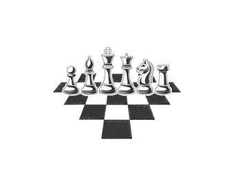 Chess Board Embroidery Design, Chess Board Machine Embroidery Design, 4 Sizes, Instant Download File