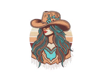 Cute Cowgirl Embroidery Design, Cute Cowgirl Machine Embroidery Design, 4 Sizes, Instant Download File