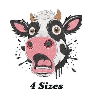 Funny Cow Head Embroidery Design, Cow Machine Embroidery Design, Funny Cow Embroidery Design For Men, Women, Girls