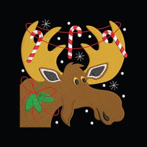 Moose Christmas Embroidery Design, Moose Xmas Embroidery Design, Christmas Moose Machine Embroidery Design, Instant Download