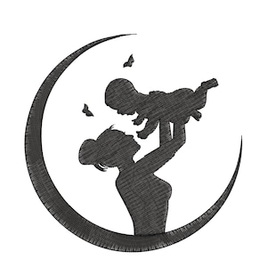 Mom and Child Embroidery Design, Adorable Mom and Child Machine Embroidery Pattern for Men, Women, and Girls, Cute Mom and Child Stitch Art