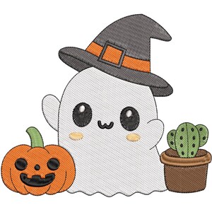 Diseño de bordado de Halloween de fantasma aterrador con calabaza, diseño de bordado a máquina de fantasma lindo de Halloween, 4 tamaños, descarga instantánea