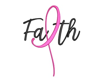 Faith Breast Cancer Awareness Embroidery Design, Faith Machine Embroidery Design, 4 Sizes,  Digital Download