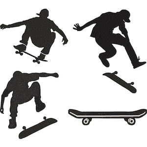4 Skateboard Silhouette Embroidery Design, Skateboard Machine Embroidery Design, Skateboard Embroidery Design For Men, Women, Girls