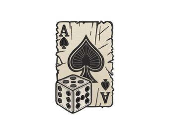 Playing Cards Embroidery Design, Playing Cards Machine Embroidery Design, 4 Sizes, Instant Download File