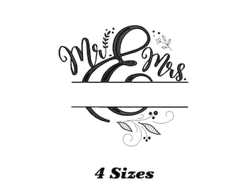 Mr and Mrs Monogram Wedding Gift Embroidery Design, Mr and Mrs Machine Embroidery Design, Mr and Mrs Embroidery Design For Men, Women, Girls