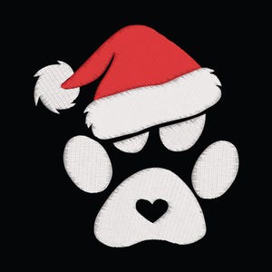 Santa Hat Cat Paw Christmas Embroidery Design, Cat Paw Xmas Embroidery Design, Christmas Cat Paw Machine Embroidery Design, Instant Download