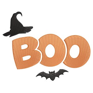 怖いブーのハロウィン刺繍デザイン、ハロウィンブーの刺繍機デザイン、4サイズ、即時ダウンロード