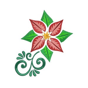 ポインセチアの花のクリスマス刺繍デザイン、ポインセチアのクリスマス刺繍デザイン、クリスマスのポインセチアの花の機械刺繍デザイン