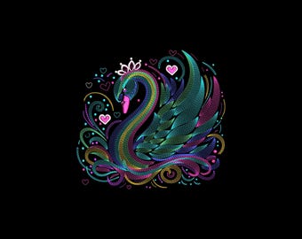 Beautiful Swan Embroidery Design, Swan Machine Embroidery Design, 4 Sizes, Instant Download File