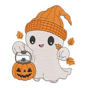 Cute Pumpkin Ghost Halloween Embroidery Design, Halloween Cute Ghost Machine Embroidery Design, 4 sizes, Instant Download
