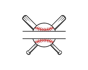 Baseball Monogram Embroidery Design, Baseball Split Name Frame Machine Embroidery Design, 4 Sizes, Instant Download File