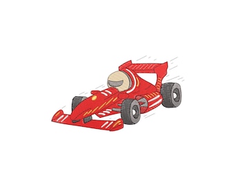 Racing Car Embroidery Design, Racing Car Machine Embroidery Design, 4 Sizes, Instant Download File